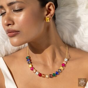 Multicolour Crystal Necklace Set With Earrings