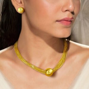 Anti-Tarnish Gold Plated Box Chain Necklace Set With Earrings