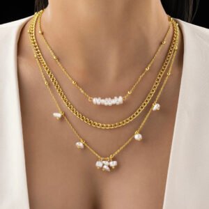 Anti-Tarnish Gold Plated Box Chain Necklace Set With Earrings