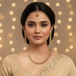 Anti-Tarnish Rhinestone Strap Statement Necklace Set With Earrings