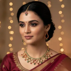 Anti-Tarnish Curvy Teardrop Rhinestone Chain Necklace Set With Earrings