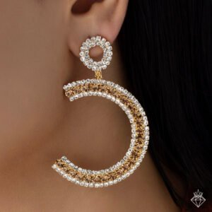 Anti-Tarnish C-Shape Crystal Danglers