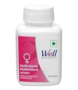 Well Multivitamin & Multimineral Tablets for Women | 30 Essential Nutrients | Boosts Immunity, Energy, Beauty & Bone Health – 60 Tablets